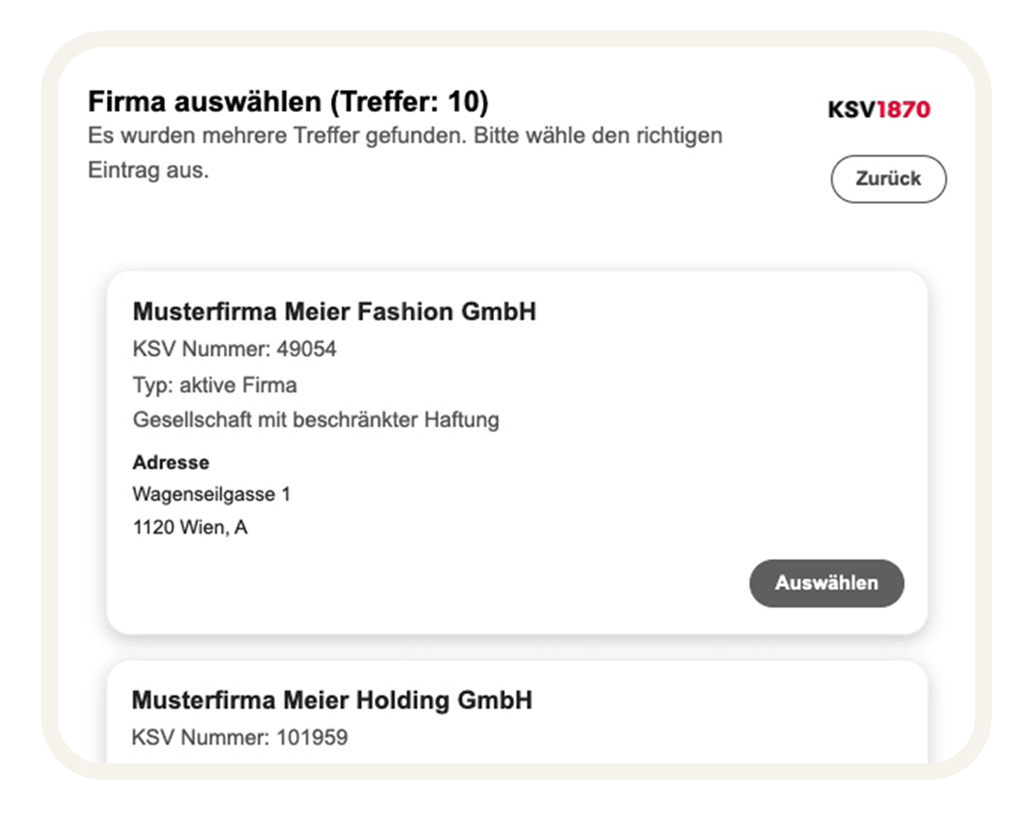 KSV_Auswahl-Unternehmen KSV Auswahl der Unternehmen