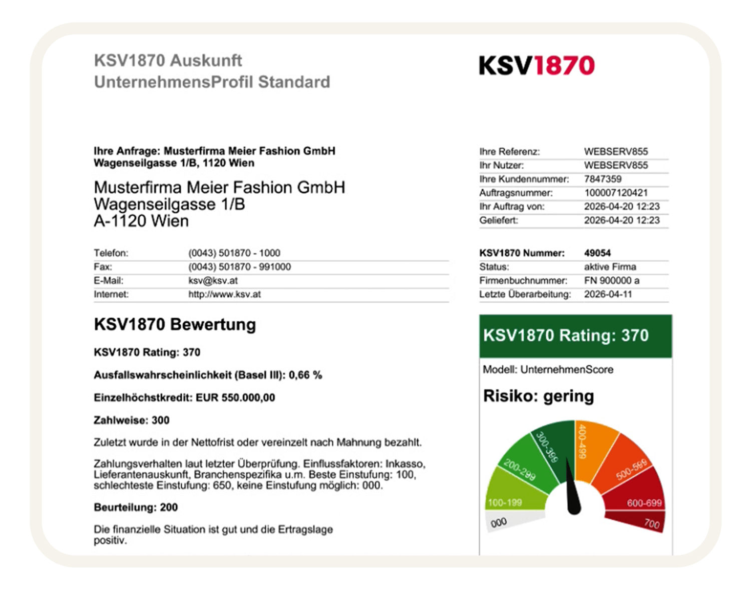 KSV_Unternehmensprofil KSV Unternehmensprofil als PDF-Export